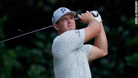 Bryson DeChambeau on the 11th tee during a practice round Monday at the Masters.