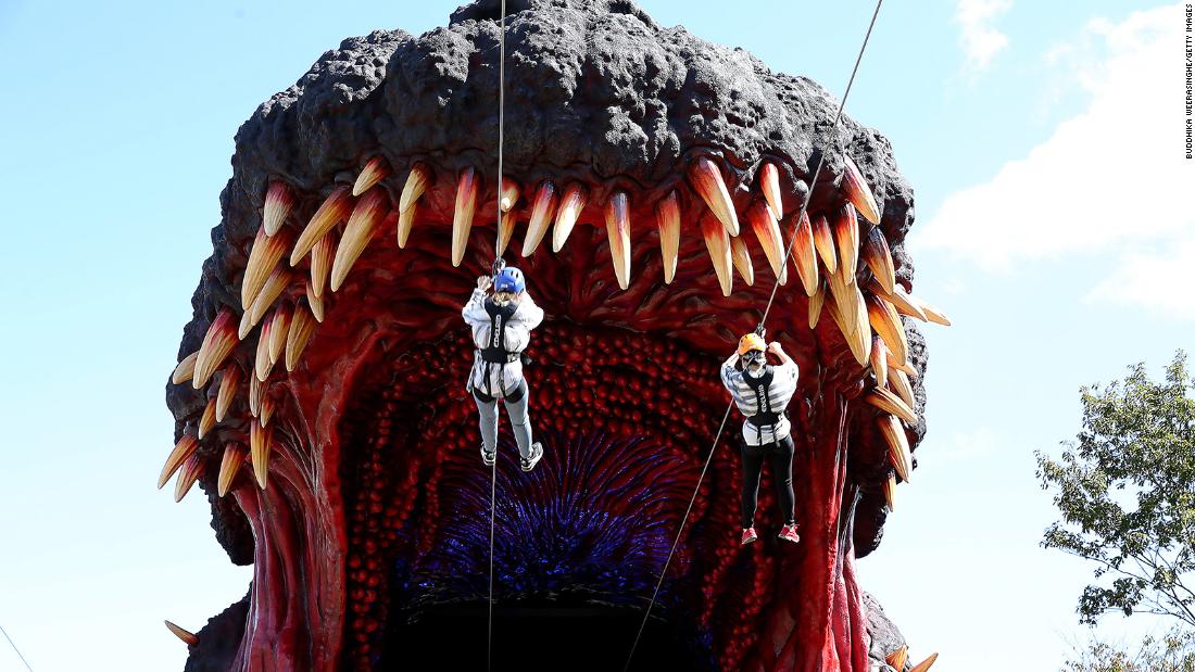 New Japanese Theme Park Attraction Lets Guests Zipline Into Godzilla S Mouth Cnn Travel