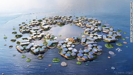 Looking much further into the future, Bjarke Ingels&#39; architecture firm BIG unveiled a concept for a floating city for 10,000 people, to help populations threatened by extreme weather and rising sea levels. Oceanix City consists of multiple islands that are clustered together like villages and anchored in place. 