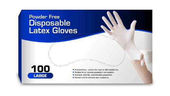 Disposable Latex Gloves, 100-pack

