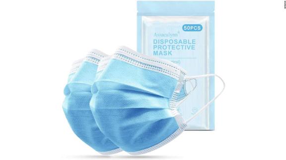 Assacalynn Disposable Face Masks, 50-Pack