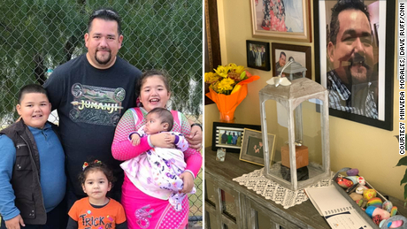 Daniel Morales' family, pictured left (Minvera Morales), keep their ashes in a small shrine, pictured right (Dave Ruff / CNN) 