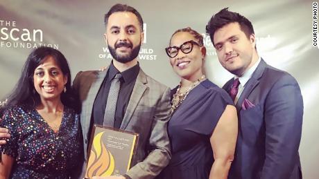 Dr. Naser Alazari, second from left, and other members of the medical team from "Grey's Anatomy" accept a Sentinel Award for an episode of the series that tackled maternal mortality. Also pictured from left is Dr. Kavita Vakharia, Dr. Zoanne Clack and Dr. Michael Metzner.