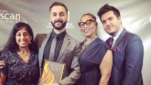 Dr. Naser Alazari, second from left, and other members of the medical team from &quot;Grey's Anatomy&quot; accept a Sentinel Award for an episode of the series that tackled maternal mortality. Also pictured from left is Dr. Kavita Vakharia, Dr. Zoanne Clack and Dr. Michael Metzner.