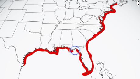 Almost the entire Gulf and Atlantic coastlines, save for a small stretch in Florida, have been under a tropical storm watch or a more serious advisory this year.