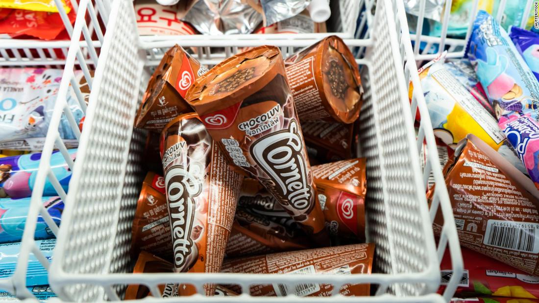 Cornetto ice cream cones in a freezer in Bangkok, Thailand in December 2019.