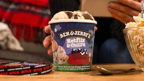 Ben &amp; Jerry&#39;s Netflix &amp; Chilll&#39;d is a peanut butter ice cream with sweet and salty pretzel swirls and fudge brownies.