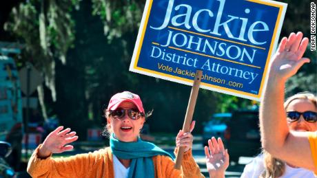 Brunswick District Attorney Jackie Johnson campaigns for reelection on Nov. 3 on St. Simons Island, Georgia.