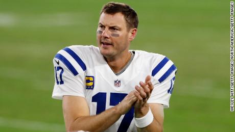 Rivers watches on during Thursday&#39;s game between the Colts and the Titans.