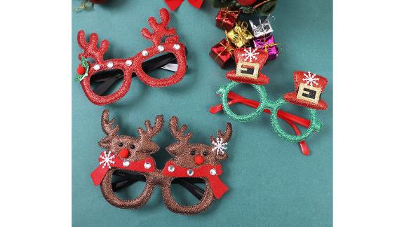 Aneco Glitter Christmas Decoration Costume Eyeglasses, 6-Pack