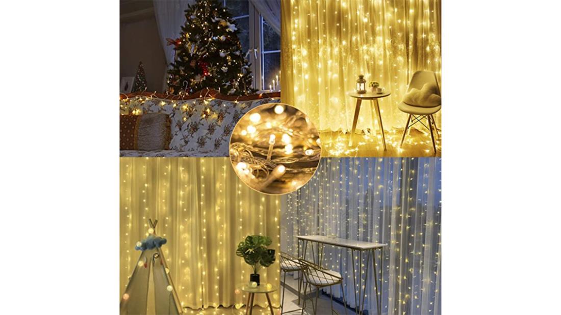 Guirnalda luces navideñas cortinas estrella Luz navidad decoración diciembre 