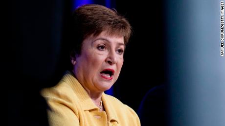 WASHINGTON, DC - MARCH 04: IMF Managing Director Kristalina Georgieva speaks during a joint press conference with World Bank Group President David Malpass on the recent developments of the coronavirus, COVID-19, and the organizations&#39; responses on March 4, 2020 in Washington, DC. It was announced yesterday that the Annual Spring Meetings held by the IMF and World Bank in Washington, DC have been changed to virtual meetings due to concerns about COVID-19. (Photo by Samuel Corum/Getty Images)