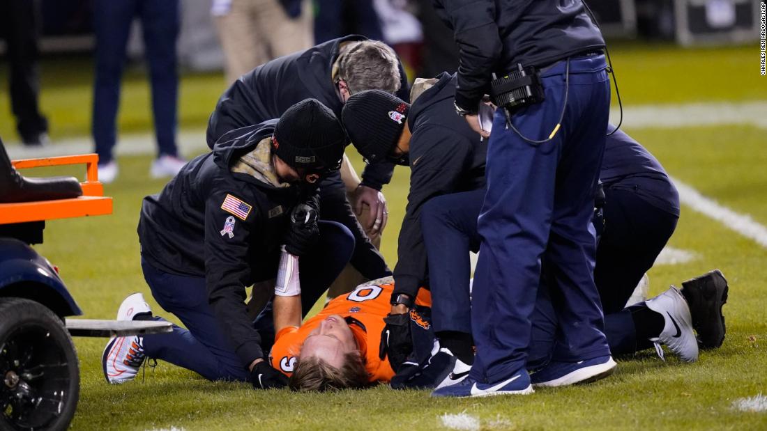 Nick Foles lay on the field for over a minute before it was deemed safe to move him and cart him off the field.