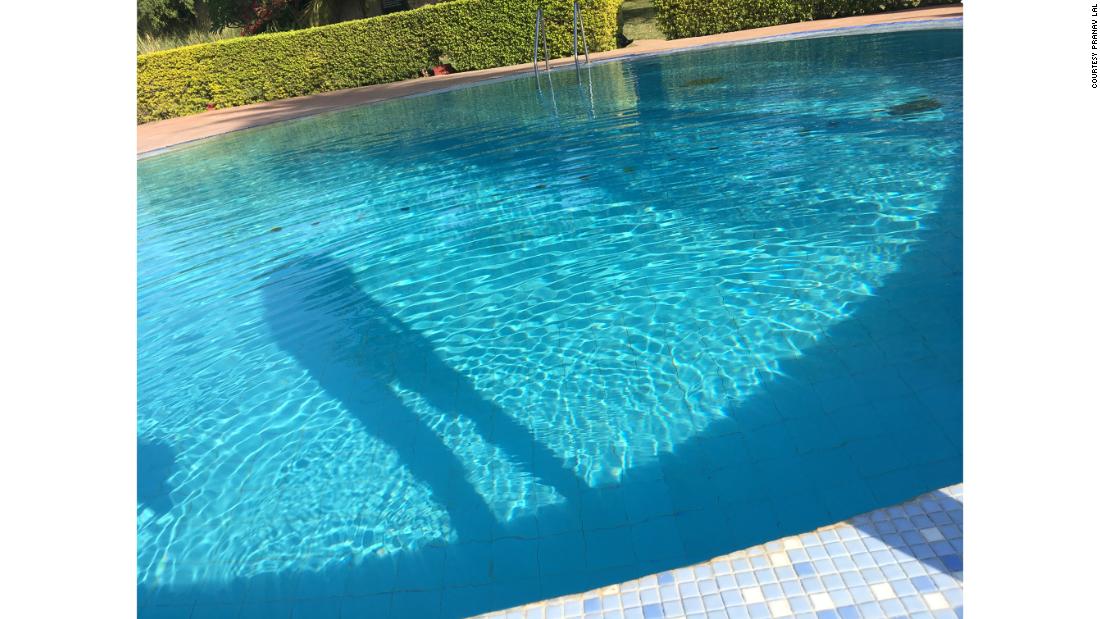 Blind photographer Pranav Lal captured this image of his shadow in a swimming pool. He uses &quot;The vOICe&quot; audio technology to see. It converts vision into sounds.