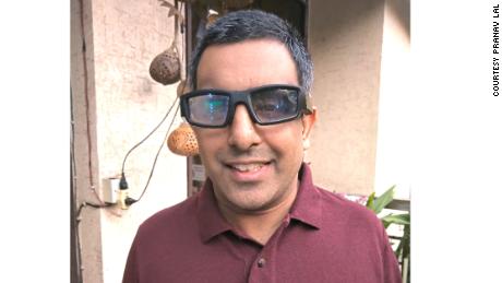 Pranav Lal wears Vuzix Blade Smart Glasses containing a camera, which records images The vOICe converts into sound.