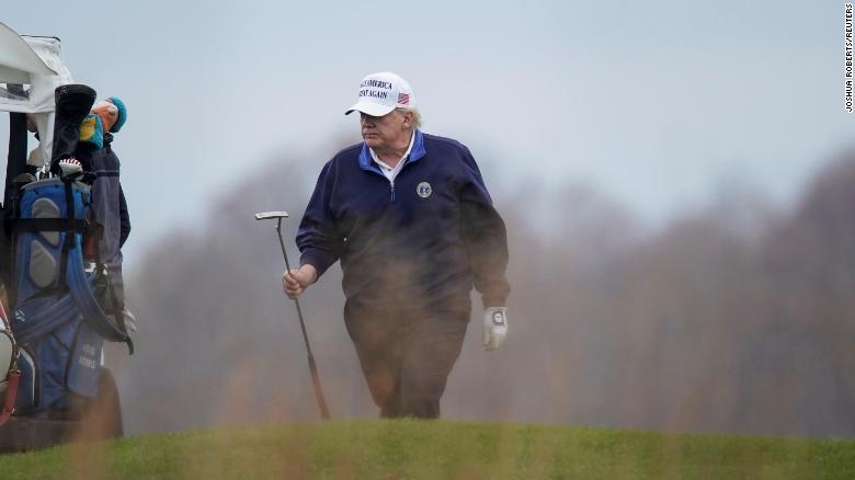 Trump plays golf at the Trump National Golf Club in Sterling, Virginia, Sunday, November 15.