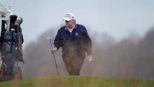 Trump plays golf at the Trump National Golf Club in Sterling, Virginia, Sunday, November 15.