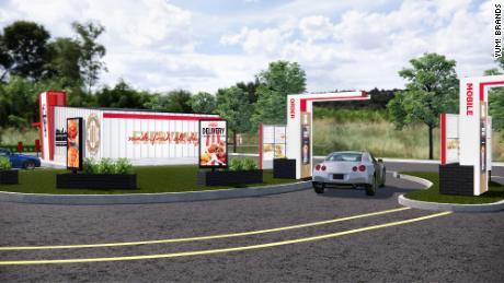 KFC&#39;s redesigned drive-thru lanes.(Rendering/Nelson Worldwide)