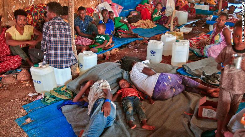 Ethiopian refugees who fled fighting in Tigray province lie in a hut at the Um Rakuba camp in Sudan&#39;s eastern Gedaref province, on November 18, 2020. 