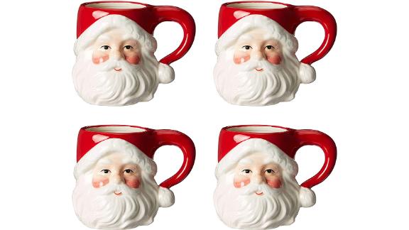 Cosmos Gifts Ceramic Santa Heads Mugs, Set of Four