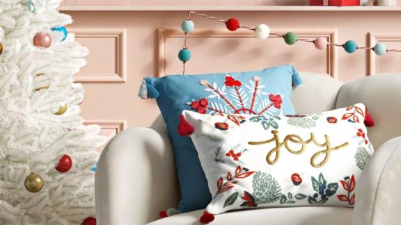 Opalhouse Holiday Embellished Joy Lumbar Throw Pillow