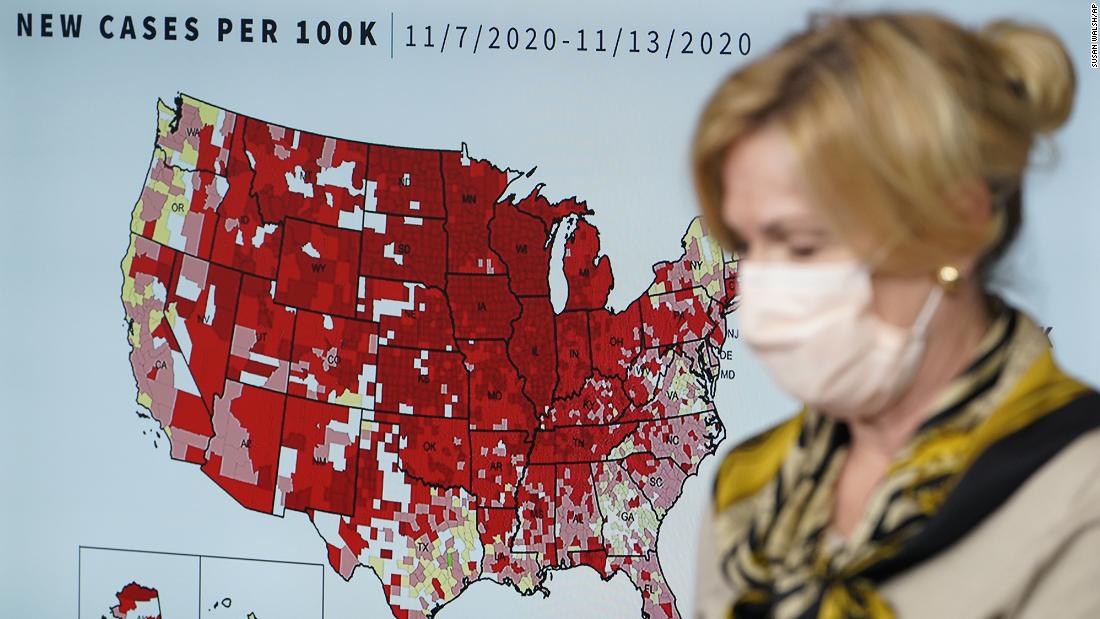 Dr. Deborah Birx, the White House coronavirus response coordinator, speaks during a news conference on Thursday, November 19. Birx became the first official with the White House Coronavirus Task Force to speak at a briefing while wearing a face mask.