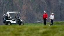 President Donald Trump plays golf at Trump National Golf Club in Sterling, Va., Saturday, Nov. 21, 2020. (AP Photo/Manuel Balce Ceneta)
