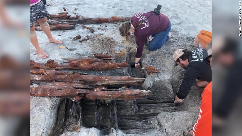 Beach erosion from Tropical Storm Eta unearthed remnants of an 1800s shipwreck in Florida
