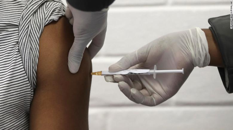 A volunteer receives an injection at the Chris Hani Baragwanath hospital on the outskirts of Johannesburg, on June 24 as part of South Africa&#39;s first participation in an Oxford/AstraZeneca vaccine trial. 