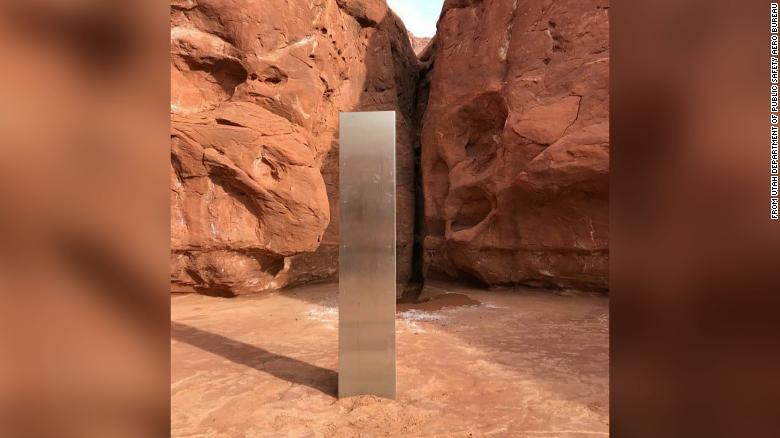 Utah helicopter crew discovers mysterious metal monolith deep in the desert