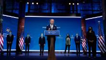 President-elect Joe Biden and Vice President-elect Kamala Harris introduce their nominees and appointees to key national security and foreign policy posts at The Queen theater, Tuesday, Nov. 24, 2020, in Wilmington, Del. 