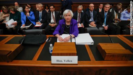 Federal Reserve Board Chair Janet Yellen takes her seat on Capitol Hill in Washington, on Sept. 28, 2016, before the House Financial Services Committee hearing. (AP Photo/Pablo Martinez Monsivais)