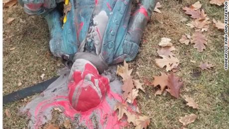 The George Washington statue in Washburn Fair Oaks Park was toppled and graffitied.