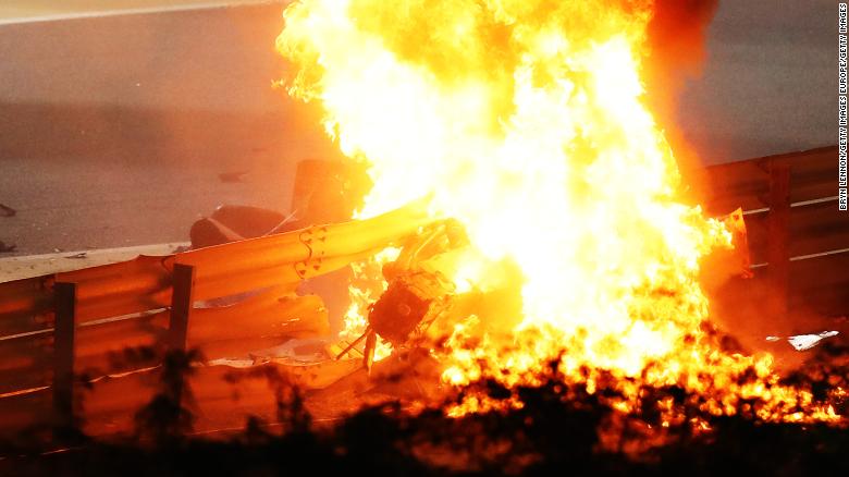 Formula One driver Romain Grosjean involved in horror crash during Bahrain Grand Prix