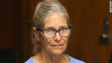 Leslie Van Houten attends her parole hearing at the California Institution for Women in Corona, California in 2017.