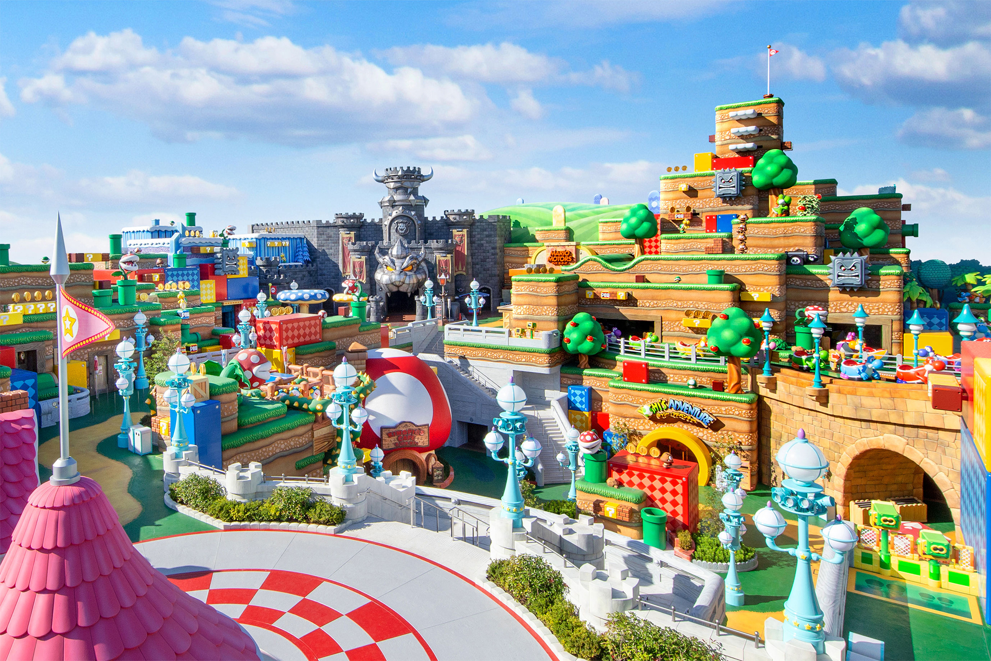 A shot of Super Nintendo World, complete but not yet open.