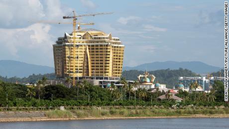 A view over the Mekong River to the Kings Romans Casino in Laos.