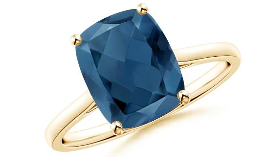 Prong-Set Cushion London Blue Topaz Solitaire Ring