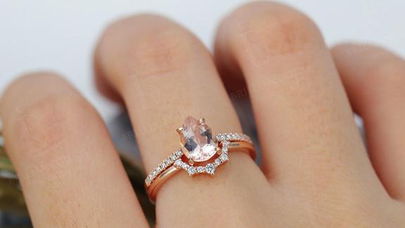Vintage Morganite Engagement Ring Set