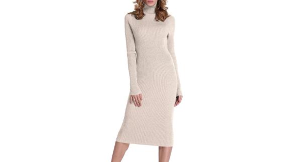 Rocorose Turtleneck Long Sleeve Knitted Sweater Dress