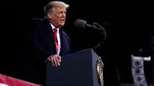 President Donald Trump speaks at a campaign rally for Senate Republican candidates, Sen. Kelly Loeffler, R-Ga., and Sen. David Perdue, R-Ga., at Valdosta Regional Airport, Saturday, Dec. 5, 2020, in Valdosta, Ga. (AP Photo/Evan Vucci)