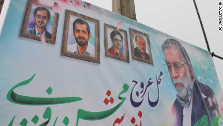 Fakhrizadeh depicted with four other Iranian nuclear scientists -- from left: Majid Shahriari, Mostafa Ahmadi Roshan, Dariush Rezaei-Nejad, Massoud Ali Mohammadi -- who Tehran says have been assassinated previously.
