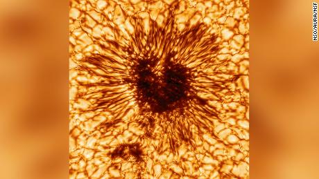 This is the first sunspot image taken by the new Inouye Solar Telescope in Maui, Hawaii, on January 28. The image reveals striking details of the sunspot&#39;s structure as seen at the sun&#39;s surface.
