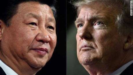 A split of Chinese President Xi Jinping and US President Donald Trump.