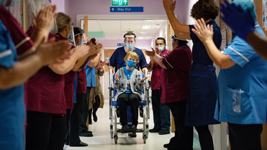 Margaret Keenan, 90, is applauded on December 8 after she became the first person in the United Kingdom to receive the Pfizer/BioNtech Covid-19 vaccine. The United Kingdom was the world&#39;s first nation to begin vaccinating its citizens with a fully vetted and authorized Covid-19 shot, &lt;a href=&quot;https://www.cnn.com/2020/12/08/europe/uk-pfizer-biontech-covid-vaccination-intl/index.html&quot; target=&quot;_blank&quot;&gt;a landmark moment&lt;/a&gt; in the coronavirus pandemic.