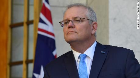 Prime Minister Scott Morrison responds during a press conference at the Prime Minister's Courtyard in Canberra, Australia on 11 December.