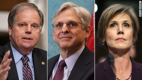 From left: Sen. Doug Jones, Judge Merrick Garland and Sally Yates