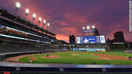 A general stadium view during Game One of the American League Wild Card Series between the Cleveland Indians and the New York Yankees at Progressive Field on September 29, 2020 in Cleveland, Ohio. 