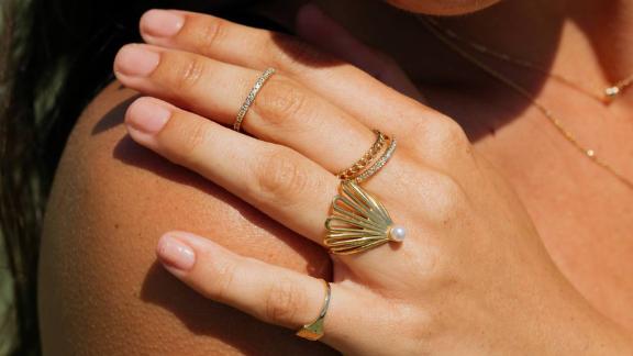 Aurate Deco Fan Pearl Ring