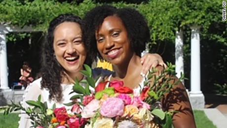 Dr. Jasmyne Jackson (right) married Adrianna Spindle-Jackson (left) this June in a smaller ceremony after having to cancel a May wedding.